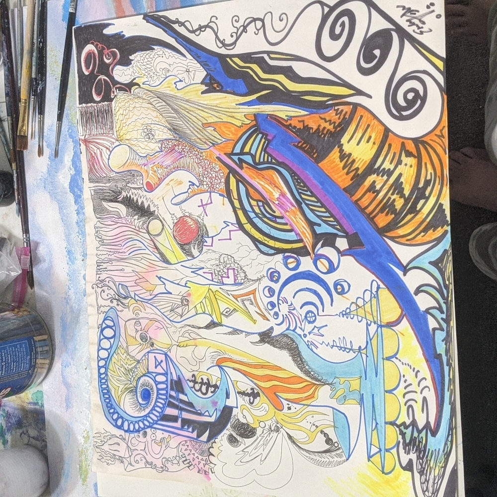 Crazy Marker doodle art abstract music to drawing #FairygodmotherEmilyJean